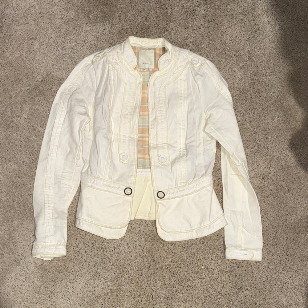 Anthropologie Elevenses Linen Military Jacket